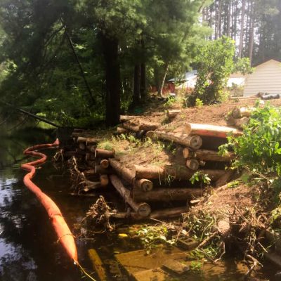 Log Crib Construction For River Bank Stabilization